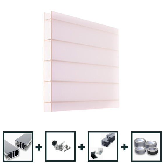 Kanaalplaten 16 mm acrylglas sunstop opaal compleet dak overkapping inclusief alu profielen